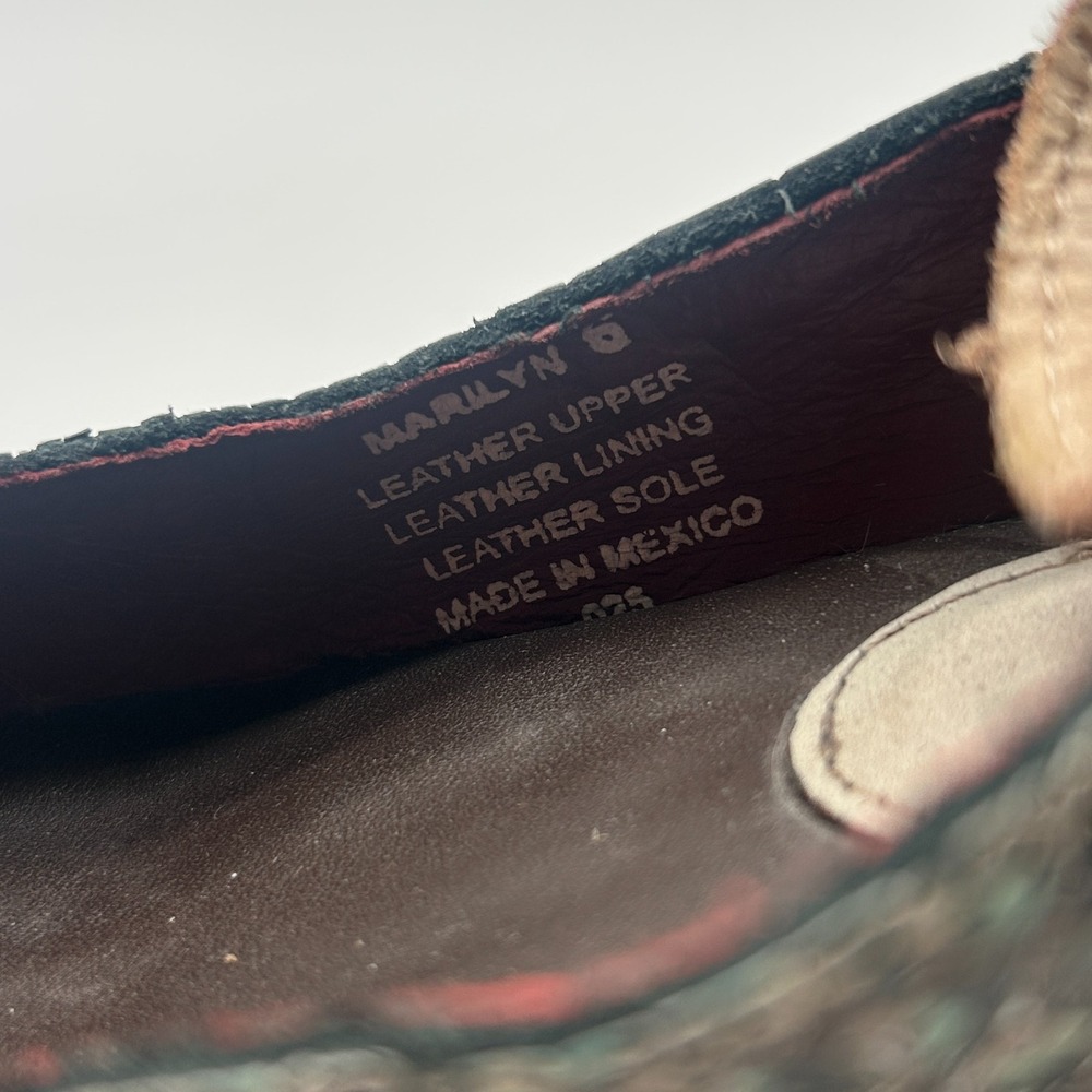 Freebird Steven Marilyn Tan Turquoise Snake Leather Ankle Strap Flats Womens 6 - Picture 8 of 9